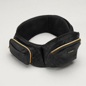Tushbaby Hip Seat Baby Carrier - Vegan Leather Black & Gold